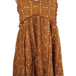 Patrons of Peace Geometric Print Tie Strap Ruffle Dress Womens Small Sundress Mini Boho Brown Photo 0