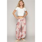POL Drawstring Floral Patchwork Wide leg Pants Photo 3