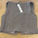 Mustard Seed Womens Houndstooth Sweetheart Neck Button-Up Vest Brown Small NWT Photo 3