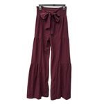 Halara Pants Small Crimson Red Breezeful High Waist Shirred Tie Wide Leg #O5-6 Photo 3