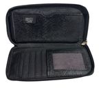 Tahari  Black Floral Embossed Leather Double Zipper Wallet 8x4”‎ Photo 6