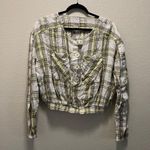 Free People  It’s The Good Life Plaid Top Button Front Crop Blouse Size Medium Photo 3