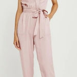 Abercrombie & Fitch  Womens Jumpsuit Pink V-Neck Short Sleeve Belted Casual Photo 0