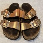 Birkenstock Arizona Sandals Gold Metallic Leather Buckle Size EU 36 US 5.5 Photo 0