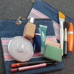 Pink Lace on Denim Small Zippered Pouch Makeup Bag Toiletry Kit NEW with Tags Blue Photo 2