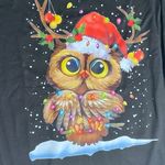 Christmas Owl Graphic Black Long Sleeve Tee Size Small NWOT Photo 1