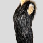 Qiye brand charcoal gray/ black ostrich feather look faux fur vest! New Gray Size L Photo 5