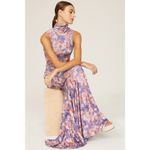 CAROLINE CONSTAS Blue Floral Mock Neck Sleeveless Trumpet Brigitta Gown Size M Size M Photo 3