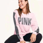 PINK - Victoria's Secret Women's  Pink Gray Glitter Logo Sweatshirt S Photo 0