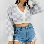 Altar'd State Cropped Checkered Cardigan Photo 2