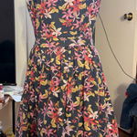 Floral Midi Dress in Black and Pink Size XS Photo 0