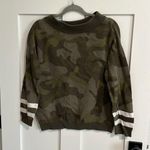 Hem & Thread  Women's M Varsity Stripe Camo Sweatshirt Green Crewneck Pullover Photo 0