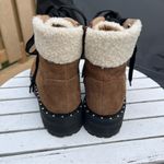 Steve Madden  Women’s Receptive Lace-Up Hiker Booties Brown Suede Shearling 6.5 Photo 3