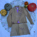 wilson's leather Vintage Y2K Genuine Leather Suede Jacket Mini Skirt Set Embellished Photo 11