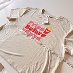 Freshman cropped Tshirt, graphic “Fries before Guys”, light grey, size L , NWT Gray Size L Photo 3