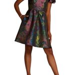 David's Bridal DB STUDIO Puff Sleeve Open Back Brocade A-Line Metallic Mini Dress Size 10 Photo 2