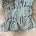 Kensie COPY - Kenzie green striped puff-sleeve cotton shirt NWT Photo 2
