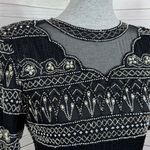 Laurence Kazar Lawrence Kazar Silk Beaded Evening Top Blouse Black Silver Medium Photo 4