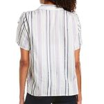 Vince Camuto NEW NWT Stripe Drawstring Button Up Shirt Cream Ivory Green Purple Photo 1