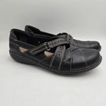 Clarks  Women's Ashland Spin Black Leather Flats Comfort Shoes 8.5 Ortholite Photo 9