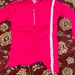 Chic Zippered Hot Pink Blouse with Zipper Shoulders & Front Gathered Middle L Size L Photo 7