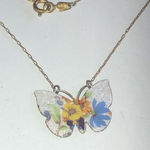 Vogue Brand Vintage Enamel Butterfly Dainty Pendant Gold Tone Chain Necklace Photo 0