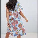 ASOS Maternity One Shoulder Cape Dress Blue Floral Photo 3