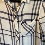 Bajee Collection  White & Navy Blue Plaid Soft Casual Button Down | M Photo 5