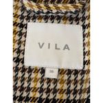 Vila Beige Plaid Tweed Collared Long Sleeve Pockets Blazer Coat Jacket Size 36 Black Photo 2