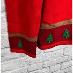 Designers Originals Studio Red Chirtsmas Cardigan Sweater Size XL Santa Trees Photo 4