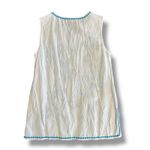 Grace Elements  White Blue Embroidered Linen Blend Tunic Top L Classic‎ Coastal Photo 4