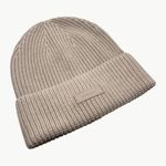 Athleta Cozy Hour Wool Cotton Blend Knit Logo Beanie | OS | Feather (Light Tan) Photo 7