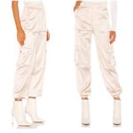 Revolve  H:OURS Port Satin Pearl Champagne Cargo High Waisted Pants Trousers Photo 2