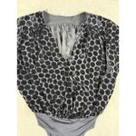 ZARA  Bodysuit Top Velvet Polka Dot Long Sleeve V Neck Snap‎ Closure Party M Y2K Photo 6
