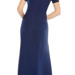 Mac Duggal NWT  2630 Plunge Neck Puff Sleeve Cut Out Gown Navy 4 Photo 1