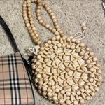 Anthropologie beige beaded bag Photo 1