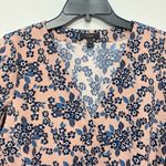 J.Crew  Floral V-Neck Tie Waist Wrap Blouse Top Women's Size 4 Pink Navy Blue Photo 1