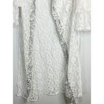 Marrero Collection Lace‎ Sequin Longline Kimono Est. Med. Boho Coastal Cowgirl White Photo 2