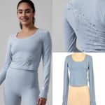 Athleta Blue S Shanti Eyelet Top long sleeve crop Photo 1