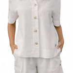 Cozy Earth coastal white comfort shorts NEW linen casual scandi girl minimalist Size L Photo 0