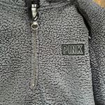 PINK - Victoria's Secret  half zip dark gray Sherpa hoodie Photo 2