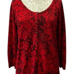 Cato  Red and Black Button Up Sweater Photo 0