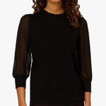 Adrianna Papell  CLIP‎ DOT 3/4 SLEEVE MOCK NECK TWOFER SWEATER BLACK EUC SIZE M Photo 0