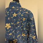 EUC Lifestyle Blue Denim Floral Embroidered Wooden Button Down Jacket size m Size M Photo 9