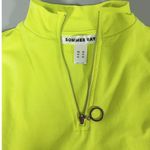 Sommer Ray Neon Lime Green Mock Neck Quarter-Zip Long Sleeve Crop Top Tee T-Shirt Blouse Size XS 💚 Photo 2