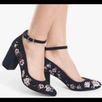 White House | Black Market ✨HP✨White House Navy Market Floral Embroidered Suede Chunky Ankle Sz 8 Heels✨ Photo 0