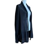 Babaton  Cardigan Size Medium Black Linen Blend Lightweight Open Front Minimalist Photo 2