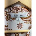 Fever Paisley Print Blouse Top Womens Medium 3/4 Sleeve Tie Neck Boho Chic White Photo 1