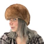 Boutique Vintage cira 1070s Faux Fur Cap Brown Soft Mod Retro Winter Cozy Small - Medium Photo 2