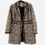 Jacquard Topper Jacket Womens 8 10 Chicos Size 1 Fringe Trim Long Sleeve Photo 3